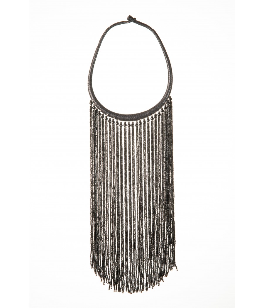 Collier en cuir veritable tressé