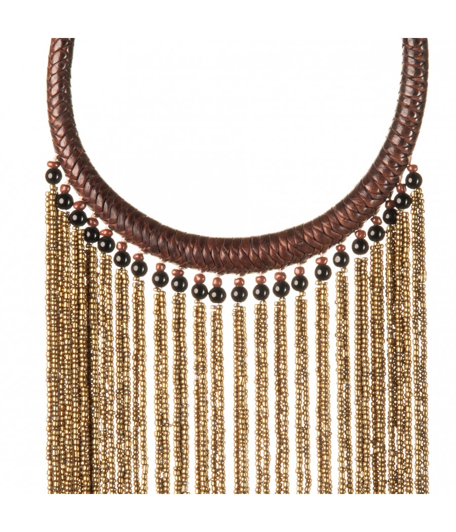 Collier en cuir veritable tressé