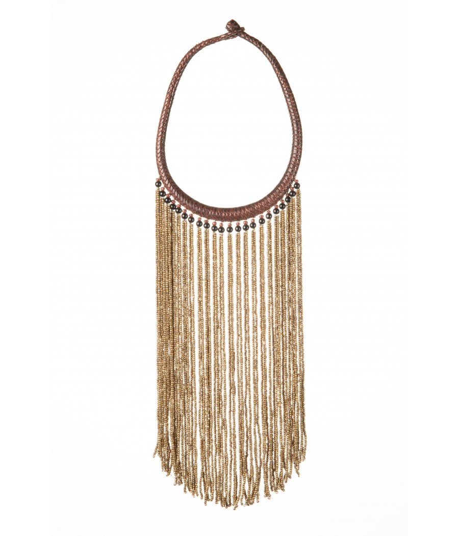 Collier en cuir veritable tressé