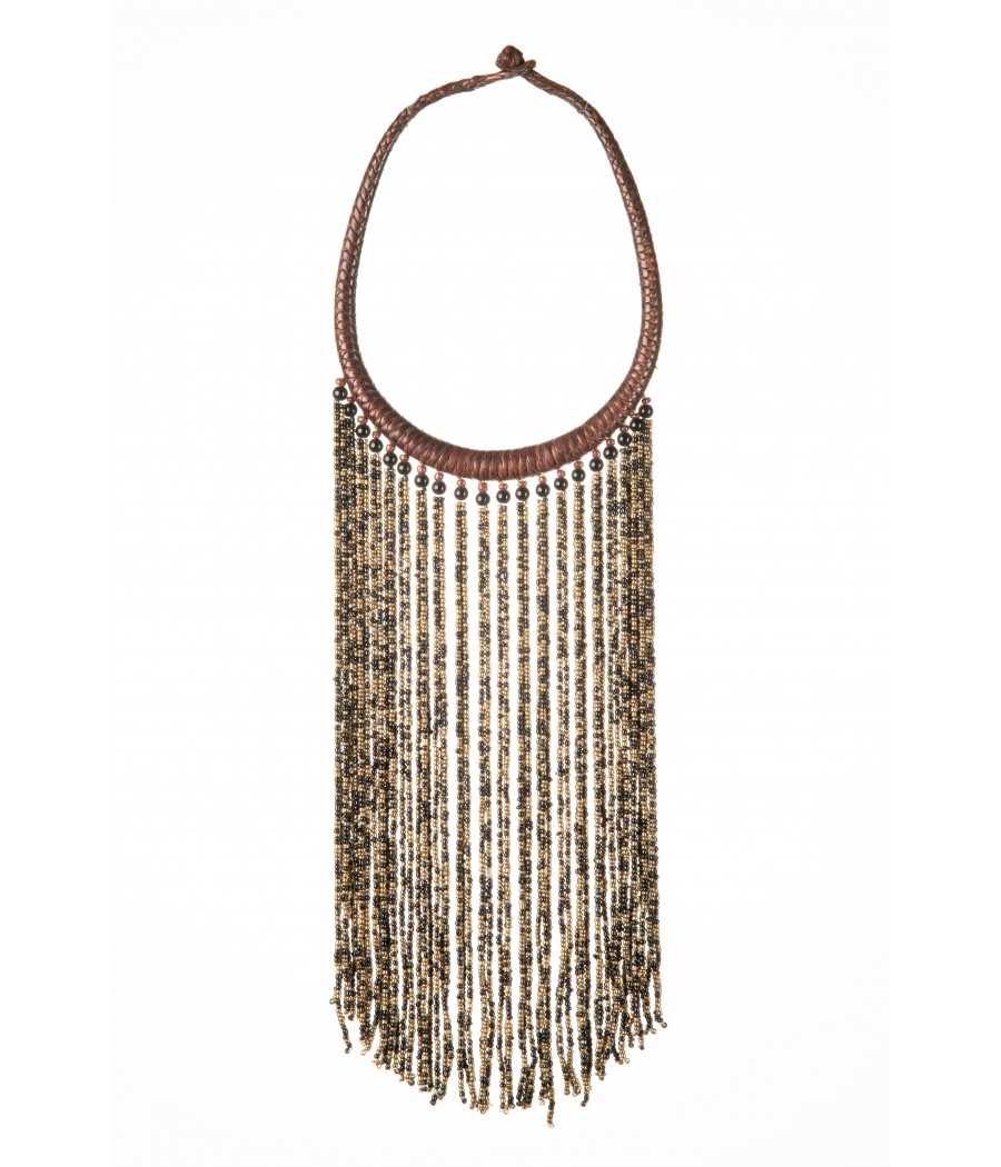 Collier en cuir veritable tressé
