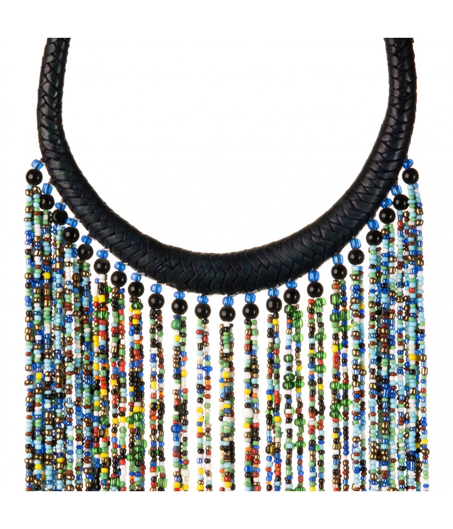 Collier en cuir veritable tressé