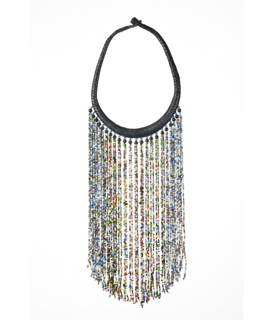 Collier en cuir veritable tressé