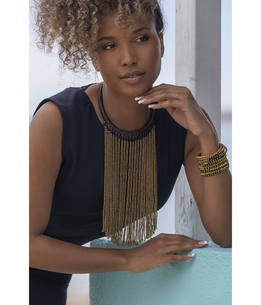 Collier en cuir veritable tressé