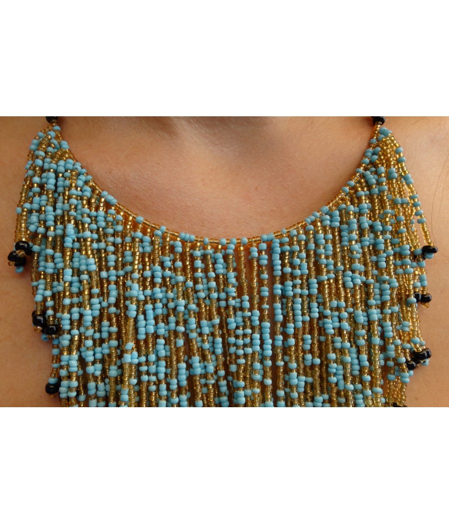 Collier cascade en perles de verre