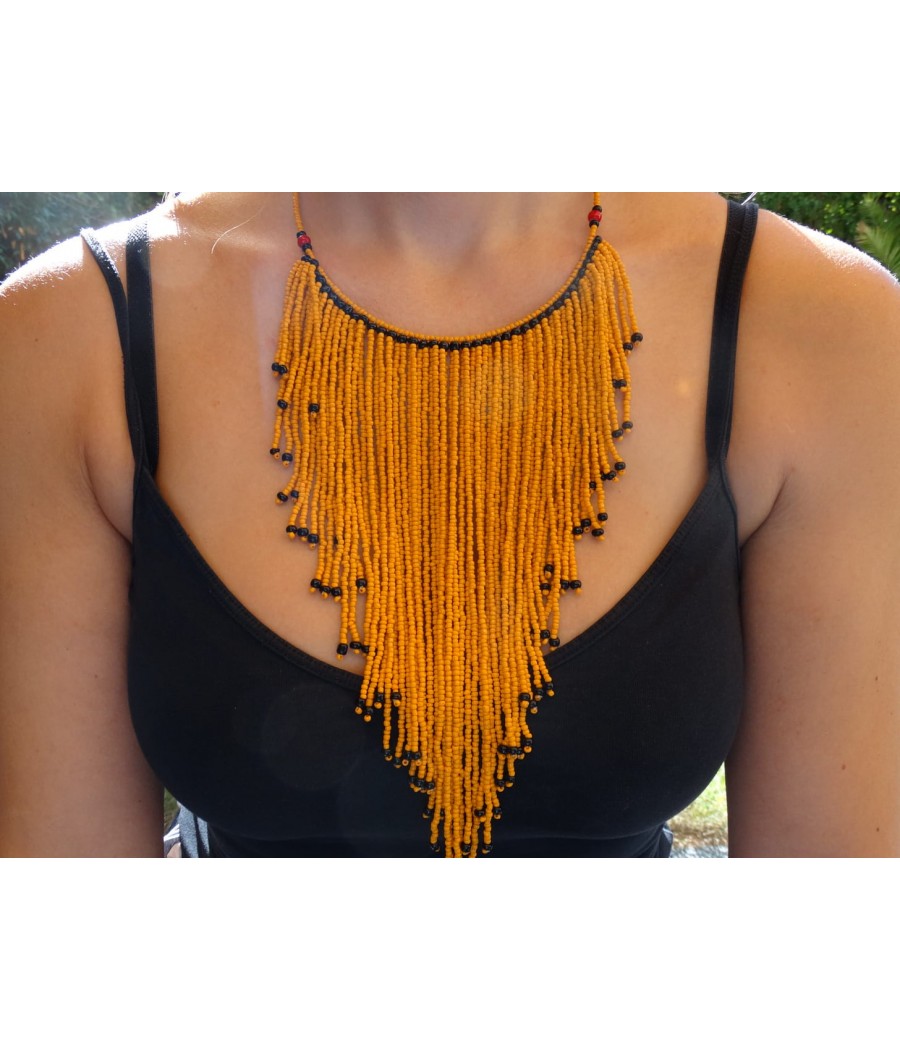 Collier cascade en perles de verre