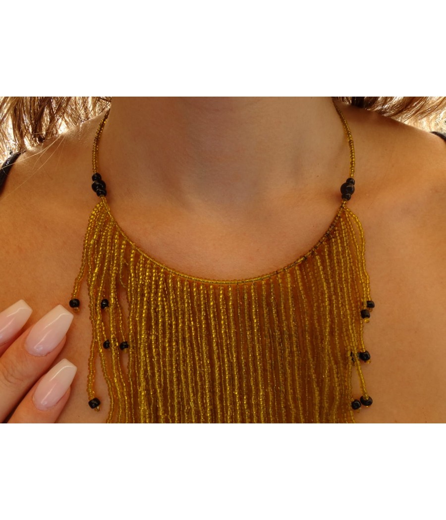 Collier cascade en perles de verre