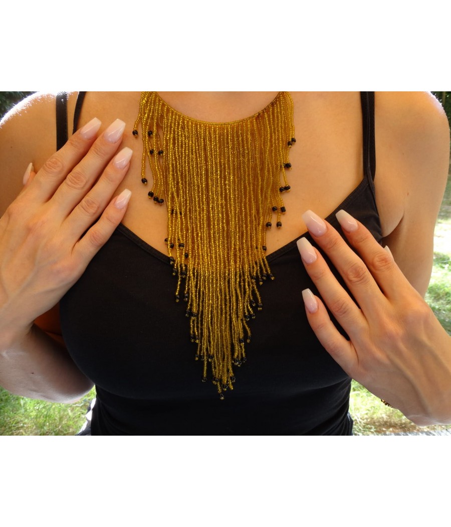 Collier cascade en perles de verre