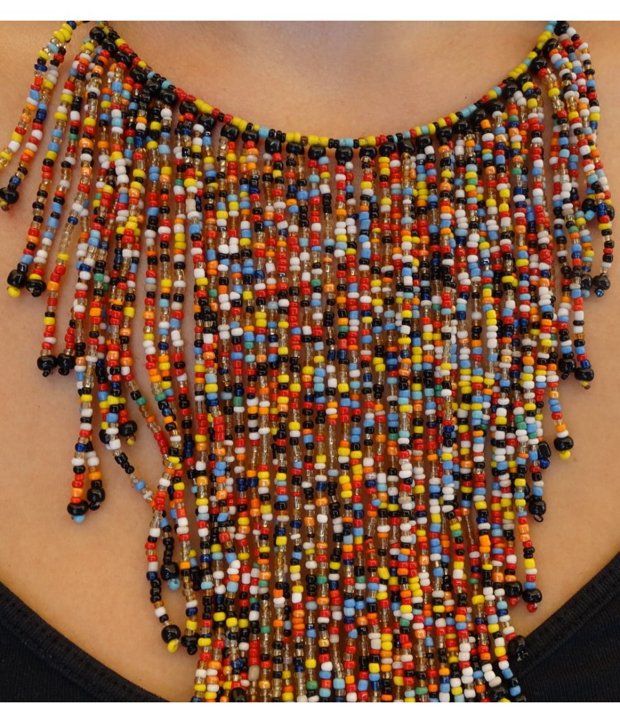 Collier cascade en perles de verre