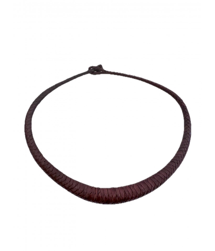 Collier en cuir veritable tressé