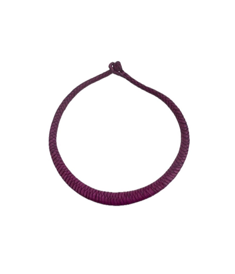 Collier en cuir veritable tressé