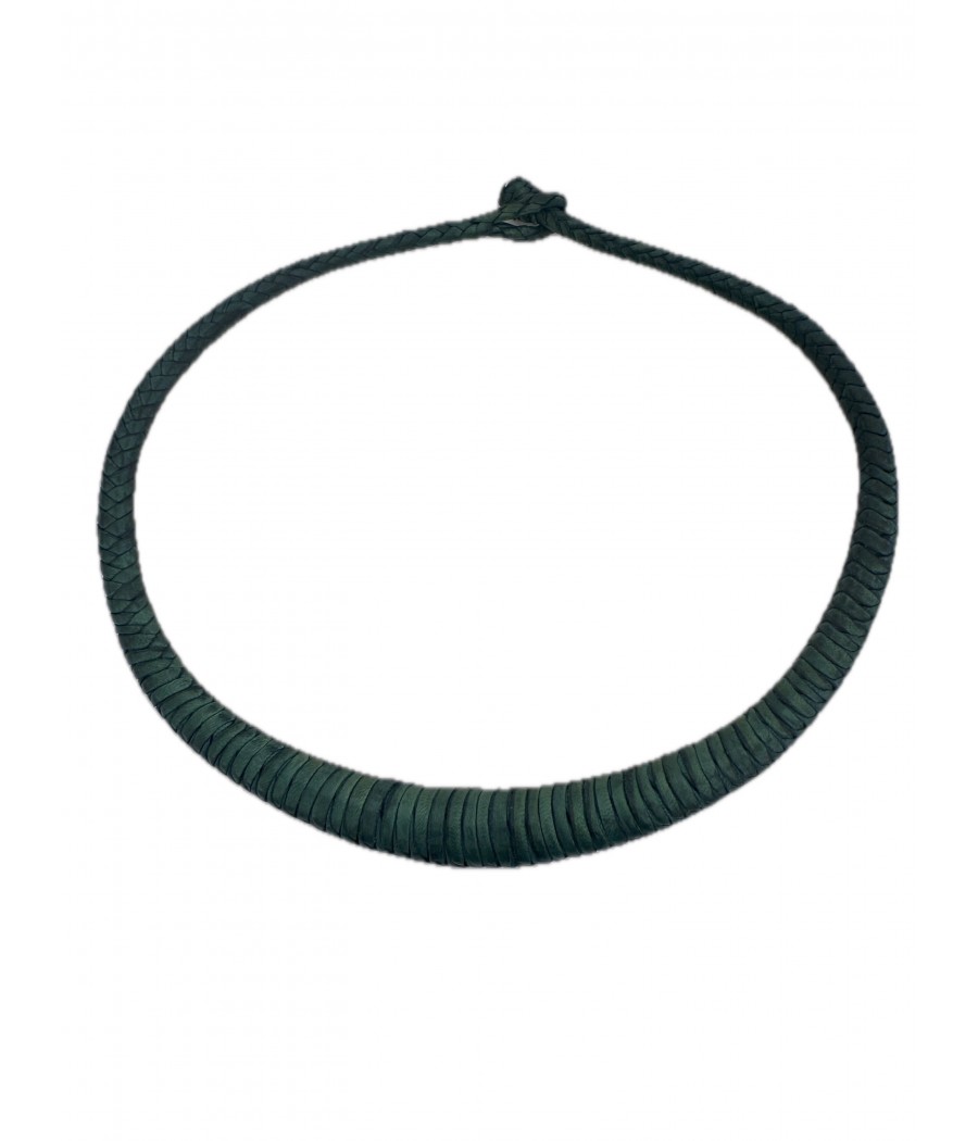 Collier en cuir veritable tressé